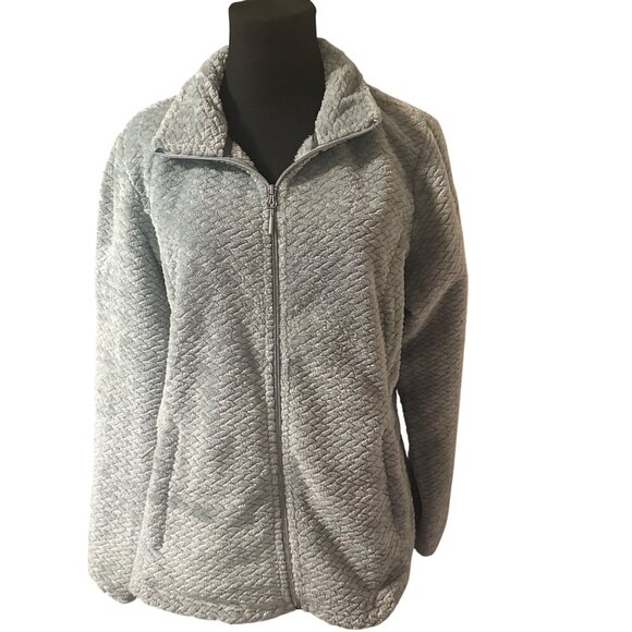 Free Country faux fur light blue zip jacket size L - Picture 1 of 7